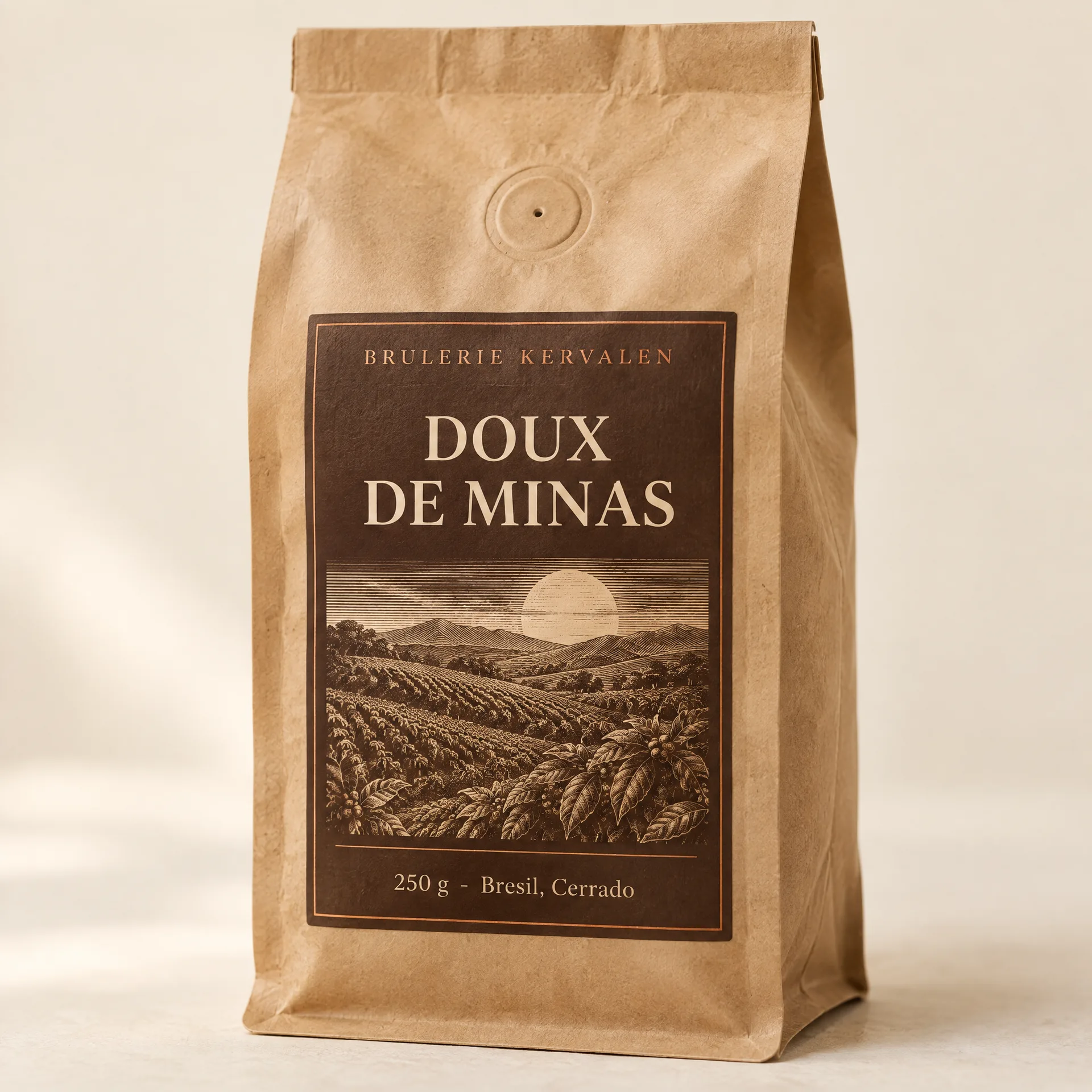 Sachet de café Doux de Minas, torréfaction artisanale Kervalen