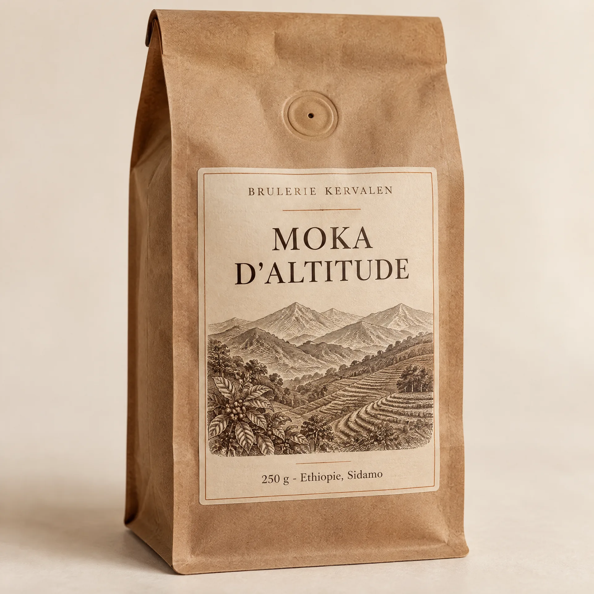 Sachet de café Moka d'altitude, torréfaction artisanale Kervalen