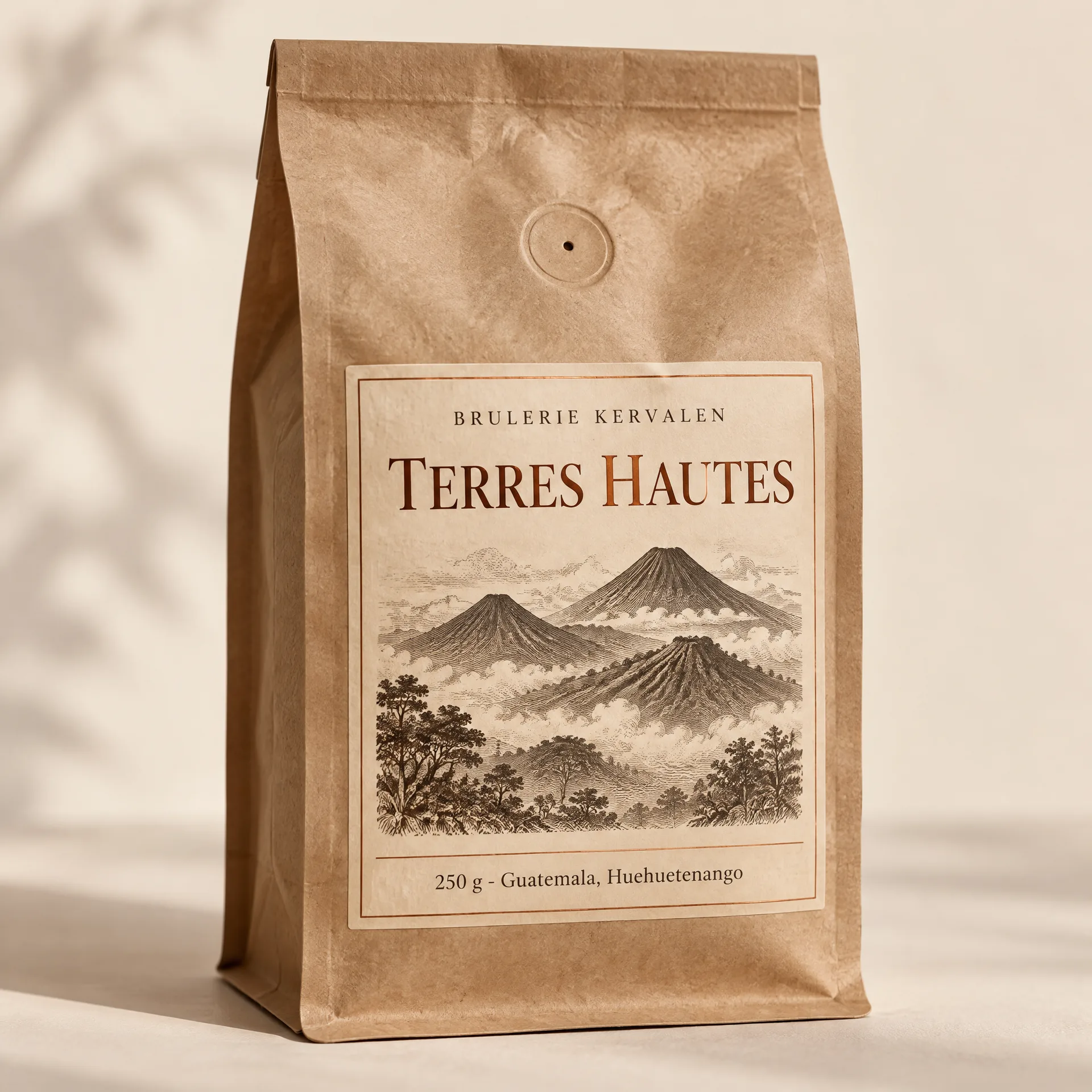 Sachet de café Terres hautes, torréfaction artisanale Kervalen